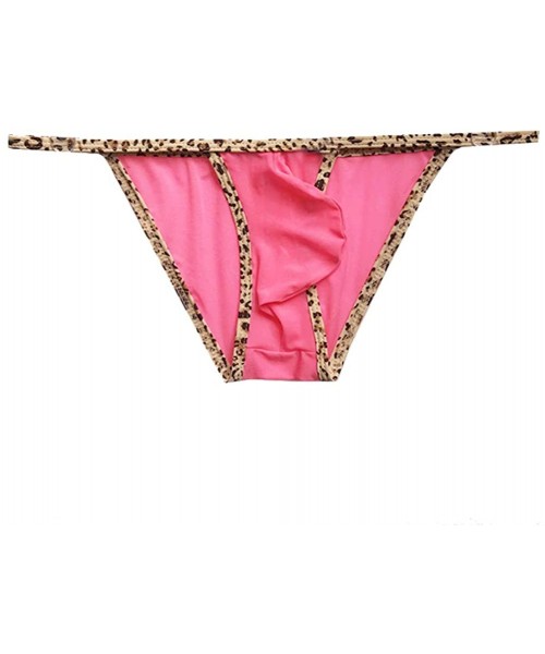 Briefs Mens Sexy Ice Silk Bikini Underwear Low Rise Breathable Thong Brief Multi Colors - Style-4(pink) - CG18XY92WC2