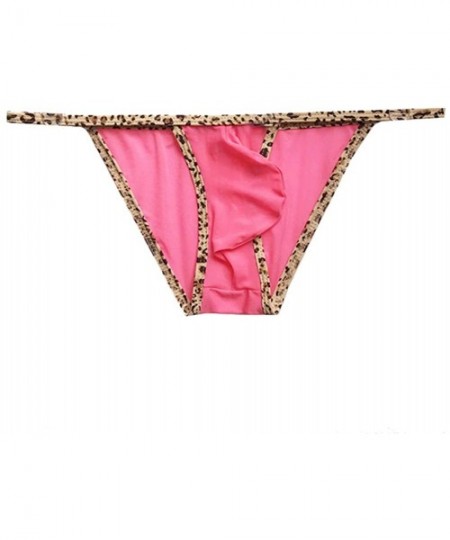 Briefs Mens Sexy Ice Silk Bikini Underwear Low Rise Breathable Thong Brief Multi Colors - Style-4(pink) - CG18XY92WC2