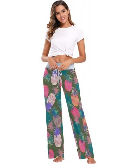 Bottoms Pineapples Colorful Women's Pajama Pants Comfy Drawstring Lounge Pants Sleepwear - CH19CYXR54I