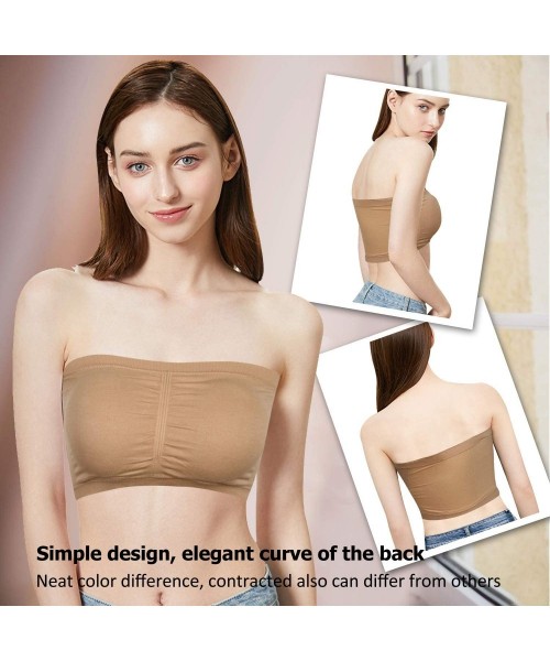 Bras Women Strapless Basic Solid Casual Seamless Stretchy Cute Sexy Tube Top BraS-3XL - 1 Pk-beige - CG196OSM3S9