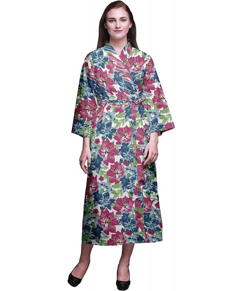 Robes Printed Crossover Robes Bridesmaid Getting Ready Shirt Dresses Bathrobes for Women - Oxford Blue - CD18TQCMAWX