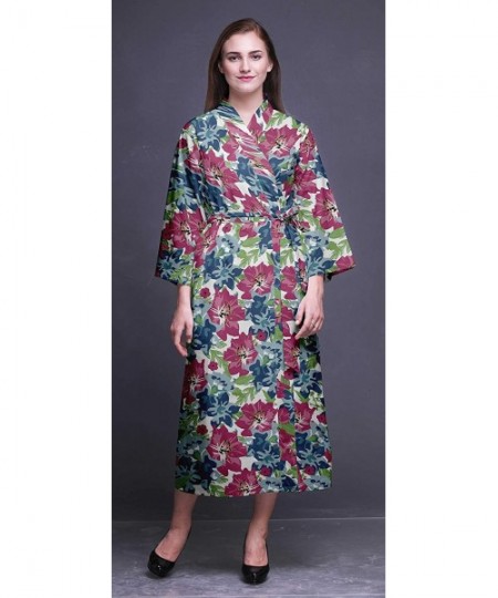 Robes Printed Crossover Robes Bridesmaid Getting Ready Shirt Dresses Bathrobes for Women - Oxford Blue - CD18TQCMAWX