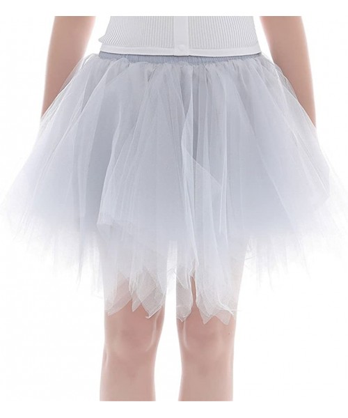 Slips Women's Vintage 1950s Short Tulle Petticoat Ballet Bubble Tutu Puffy Tutu Petticoat Tulle Underskirt - Silver Gray - CK...