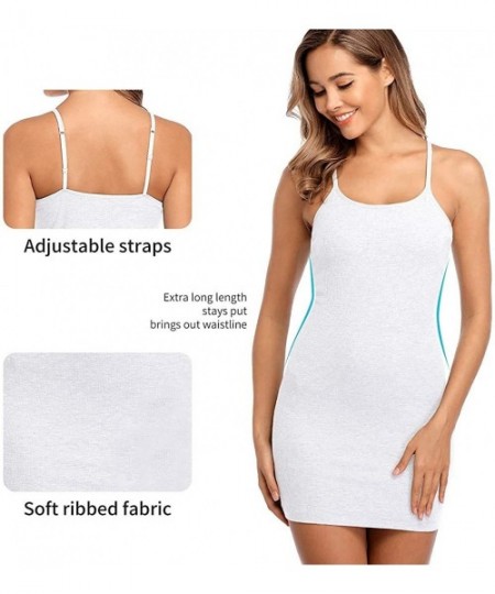 Camisoles & Tanks Women's Basic Cotton Camisole Shelf Bra Layering Cami Tank Tops - White Cami/Spaghetti Straps - C218A5H5UGG
