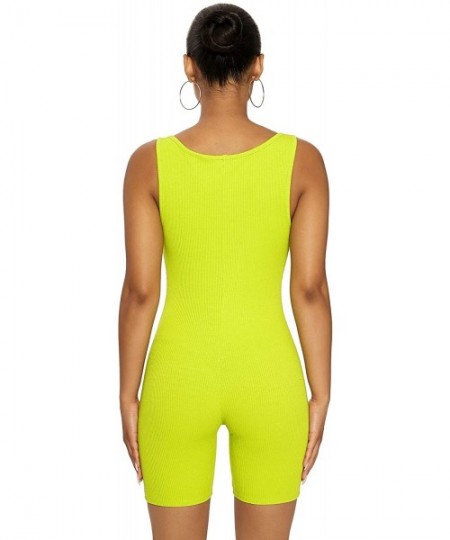 Sets Sexy Jumpsuits for Women - One Piece Outfits Bodycon Romper Shorts Bodysuit - A - Fluorescent Green - C7190U32U0X