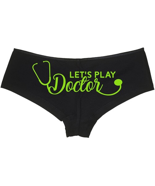 Panties Let's Play Doctor Boy Short Panties - Flirty Sexy Lets Hook up Boyshort Underwear for The Panty Game - Lime Green - C...