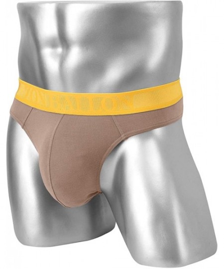 G-Strings & Thongs Mens Thong Underwear Sexy Man G-String Butt-Flaunting Tongs Undie T-Back Underwears - Khaki - CZ18UXHSL5C