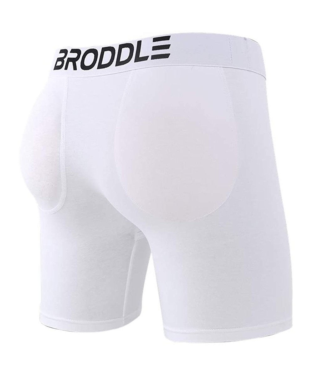 Boxer Briefs Mens Package and Butt Padded Underwear Enhancing Boxer Briefs - White - CO18Z3A2525