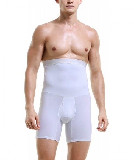 Shapewear Men's High Waist Shapewear Panty Tummy Control Firm Shorts Boxer Shpaer Underwear - White - CU194ED846K