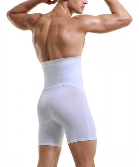 Shapewear Men's High Waist Shapewear Panty Tummy Control Firm Shorts Boxer Shpaer Underwear - White - CU194ED846K