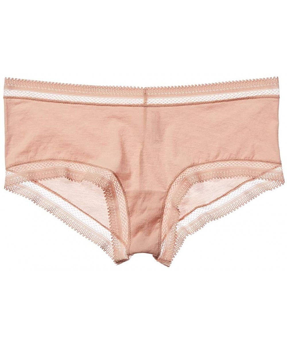 Panties Women's Pure Pima Girl Shorts with Lace PGS101 - Pink - CC18MEH7TL9