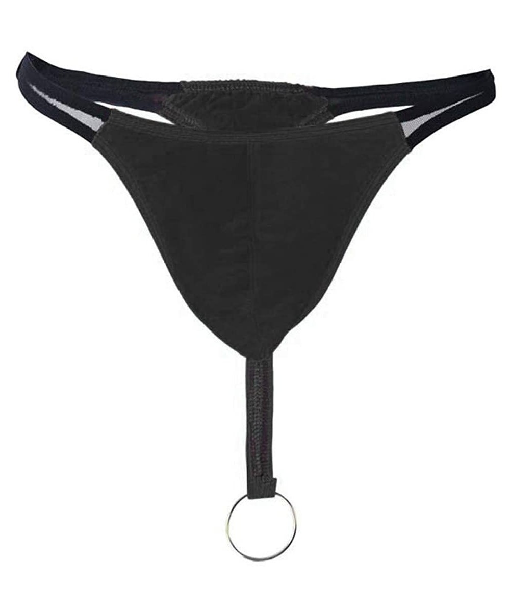 G-Strings & Thongs Men's Pouch G-String Underwear Big Package Y-Back Panties Breathable Bulge Thong - Black - CO1903YZ3A4