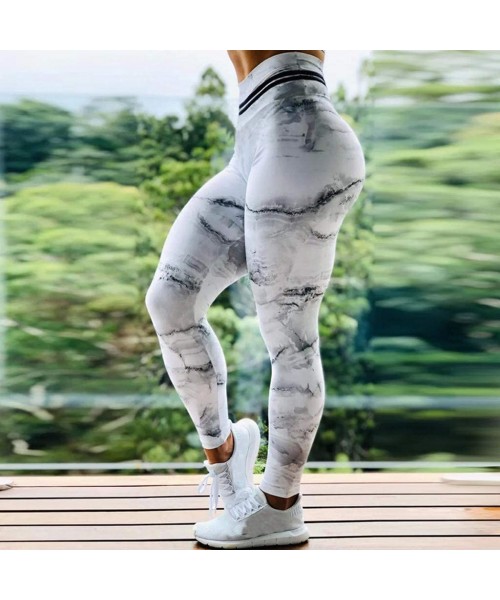 Slips Ladies Printed High-Waist Hip Stretch Underpants Running Fitness Yoga Pants Soft and Comfortable Yoga Pant - White - CY...