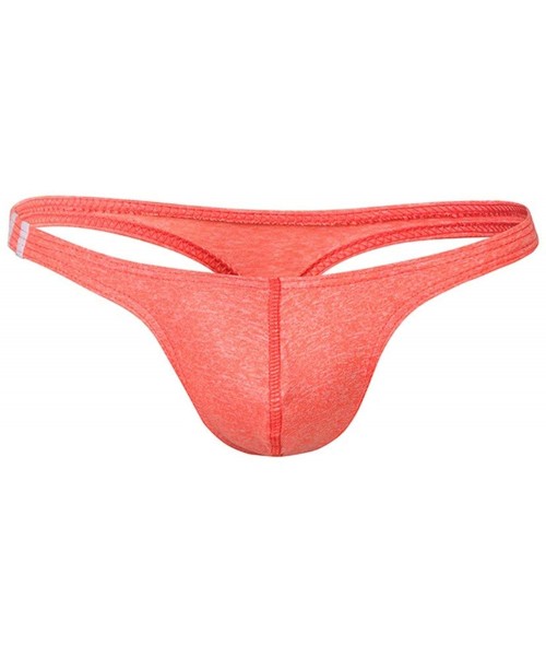 G-Strings & Thongs 2019 Men Sexy Briefs Underwear G Strings Thongs Tanga Male Solid Panties Cotton T Back Cuecas - D Orange -...