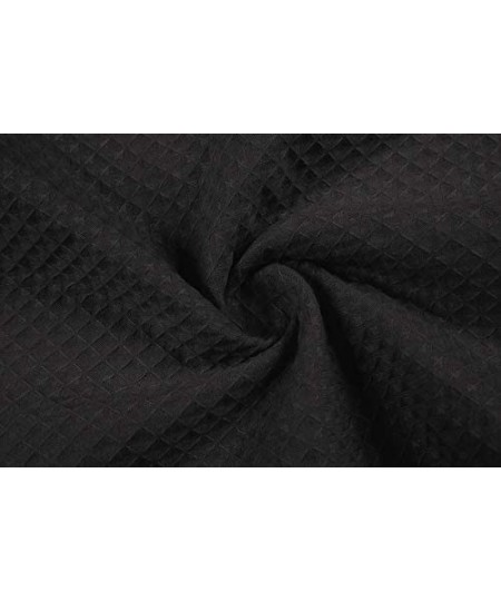 Robes Women's Waffle Spa Bath Wrap Towel Adjustable Closure Ultra Absorbent Cover Up - Black - C8194K5XD7R