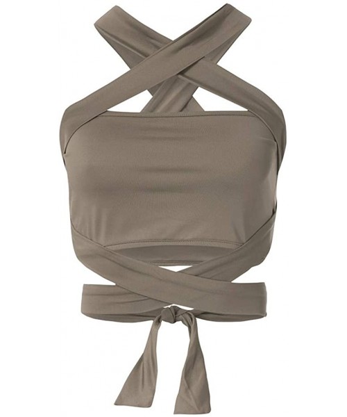 Accessories Lacing Tube Top Vest Tops Women's Wild Shoulder Tight Tube Top Underwear Strapless Bras MEEYA - Khaki - C918T2UUSAE