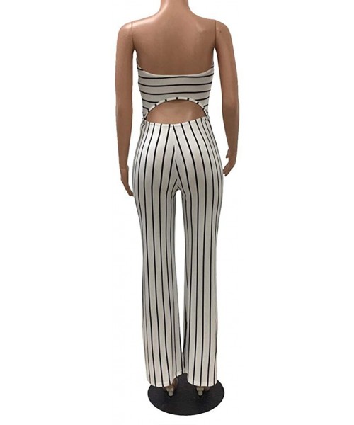 Thermal Underwear Women Fashion Summer Striped Sleeveless Wrap Chest Sexy Jumpsuitn's - White - CI190C4Y040