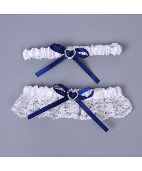 Garters & Garter Belts 2019 Handmade Lace Wedding Garter Set for Bride Party Bridal Leg Garters - 8-navy - C918O23S5T4