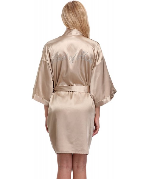 Robes Satin Rhinestone Short Kimono Robe for Bride Bridesmaid Maid of Honor - Champagne-maidofhonor - CW18555EN60