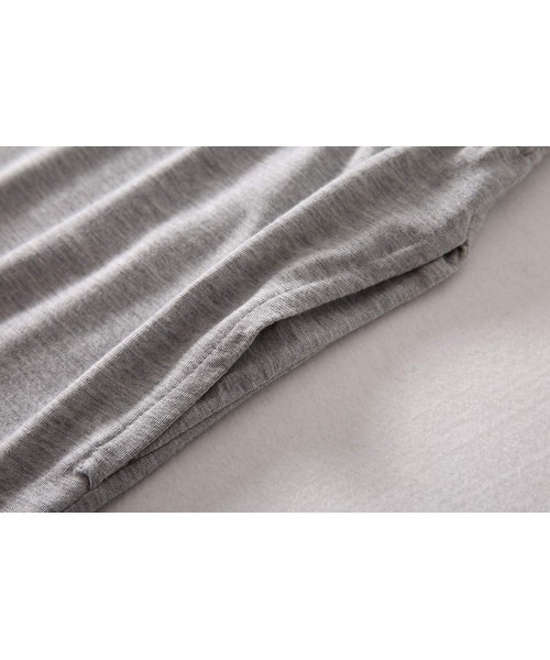 Sleep Sets Mens Pajama Set Crew Neck Short Sleeve and Long Pants Soft Top & Bottom Sleepwear - Hemp Gray+black - CO198GSQRZ5