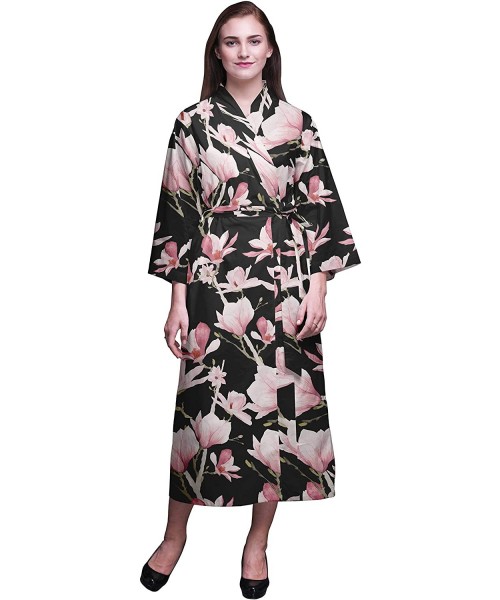 Robes Printed Crossover Robes Bridesmaid Getting Ready Shirt Dresses Bathrobes for Women - Black - CI18T5HED9H