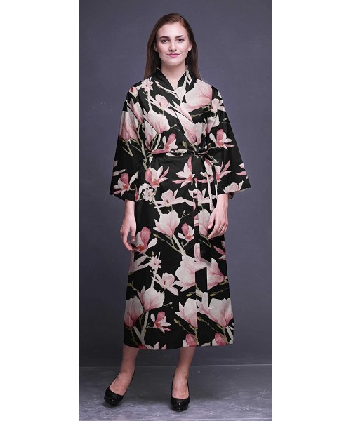 Robes Printed Crossover Robes Bridesmaid Getting Ready Shirt Dresses Bathrobes for Women - Black - CI18T5HED9H