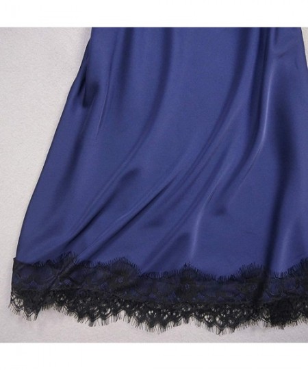 Nightgowns & Sleepshirts Women's Slip Lingerie Sexy Chemise Satin Nightgown Babydoll Lace Sleepwear with Built-in Shelf Bra -...