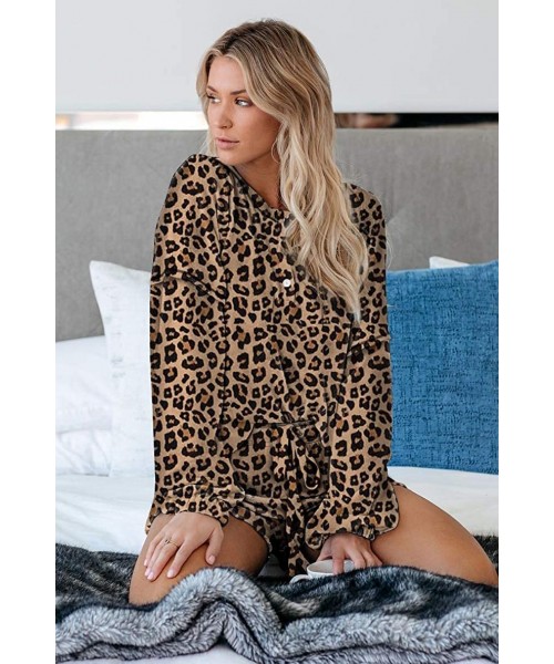 Sets Women's Casual Tie Dye Printed Pajama Sets Nightwear Top with Shorts - Hs019 Leopard - CL199HK932Y