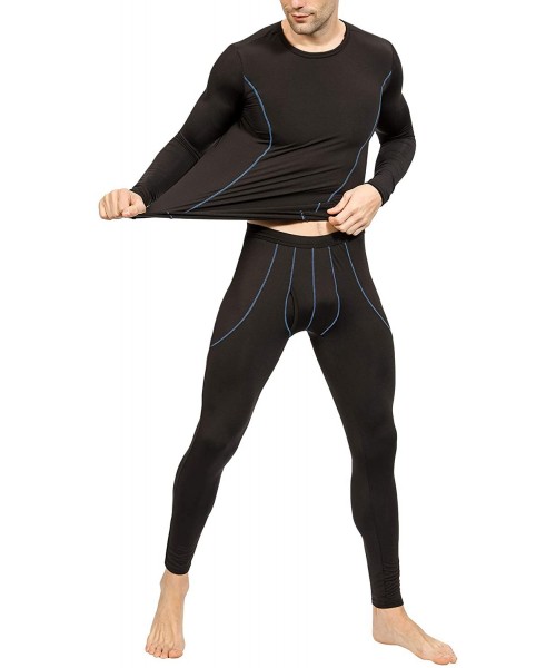 Thermal Underwear Men's Thermal Underwear Set Long Johns Ultra Soft Top and Bottom - Black-1 - CL18YL89I36