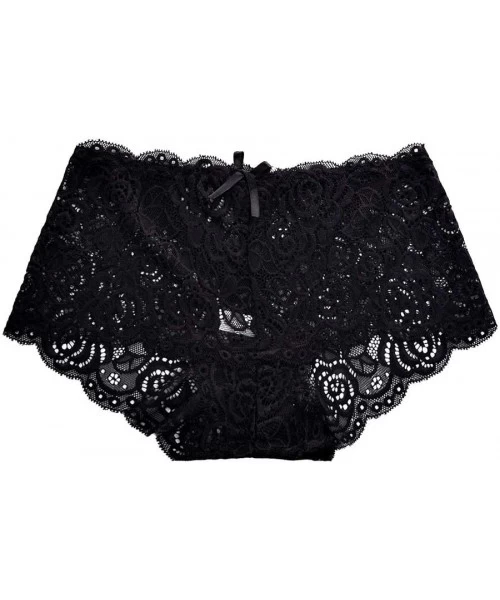 Accessories Women Panties Briefs Sexy Lace Underwear Low Waist Mesh Hollow Out Lingerie Underpants Black - Black - CS1960S453Q