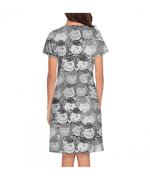 Nightgowns & Sleepshirts Women's Snoopy- Nightgown Cute Nightdress O-Neck - White-122 - CC19C96W73L