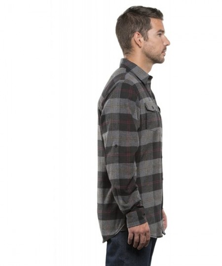 Robes Men's Yarn-Dyed Long Sleeve Flannel Shirt - Black / Steel - CT18EUH6ROC