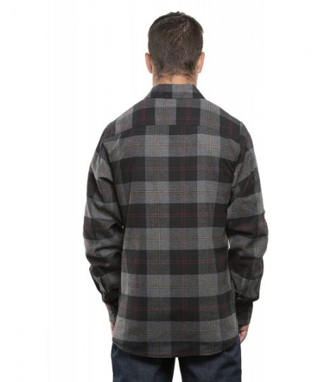 Robes Men's Yarn-Dyed Long Sleeve Flannel Shirt - Black / Steel - CT18EUH6ROC
