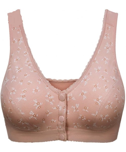 Bras Exclusively Designed for Elderly Women Front Hooks Bras Seamless Cotton Ultra Soft Cup Underwear - Nude & Pink & Khaki -...