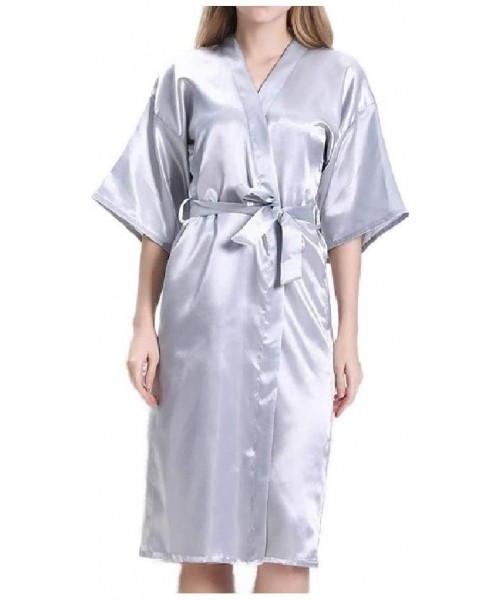 Robes Women's Bridesmaid Wrap Loungewear Lounger 1/2 Long Sleeve Lounge Robe AS1 L - As1 - C619DCWCXCU