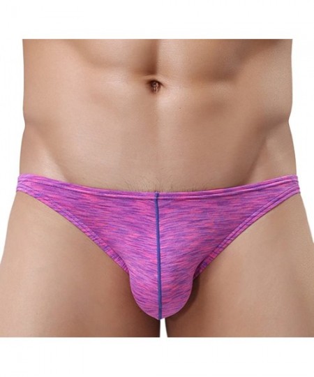 Briefs Men's Comfort Seamless Low Rise Bulge Pouch Bikini Briefs Sexy Underwear - Color 9 - C9182G3S6DS