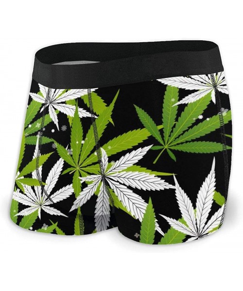 Boxer Briefs Men's Boxer Briefs Marijuana Green Leaf and Black Drawing Marijuana Seamless Pattern. Underpants Knickers - CV19...