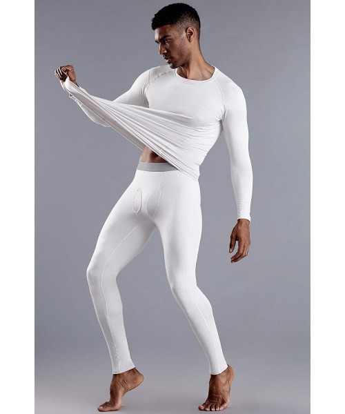 Thermal Underwear Men's Thermal Underwear Pants Long Johns Bottoms Fleece Lined Base Layer Leggings - White-2 Pack - C2193SUOUNI
