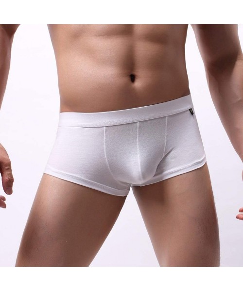 G-Strings & Thongs Boxer Briefs Mens Daily Soft Basic Underpants Men's Comfortable Underwear with Pouch - White - CS18X775MRQ