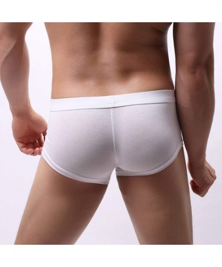 G-Strings & Thongs Boxer Briefs Mens Daily Soft Basic Underpants Men's Comfortable Underwear with Pouch - White - CS18X775MRQ