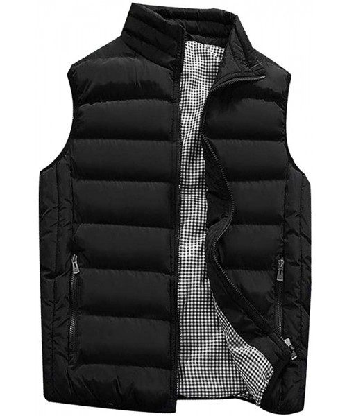 Bikinis Men's Autumn Winter Full Zip Lightweight Water-Resistant Packable Puffer Vest - Black - CI19546YG9C