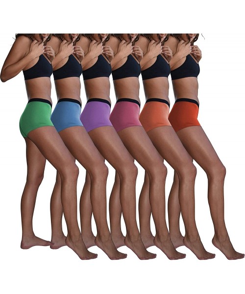 Panties Women's 6 Pack Modern Active Buttery Soft Boy Short Boxer Brief Panties (6 Pack- Coral/Tomato/Soft Blue/Ultraviolet/A...