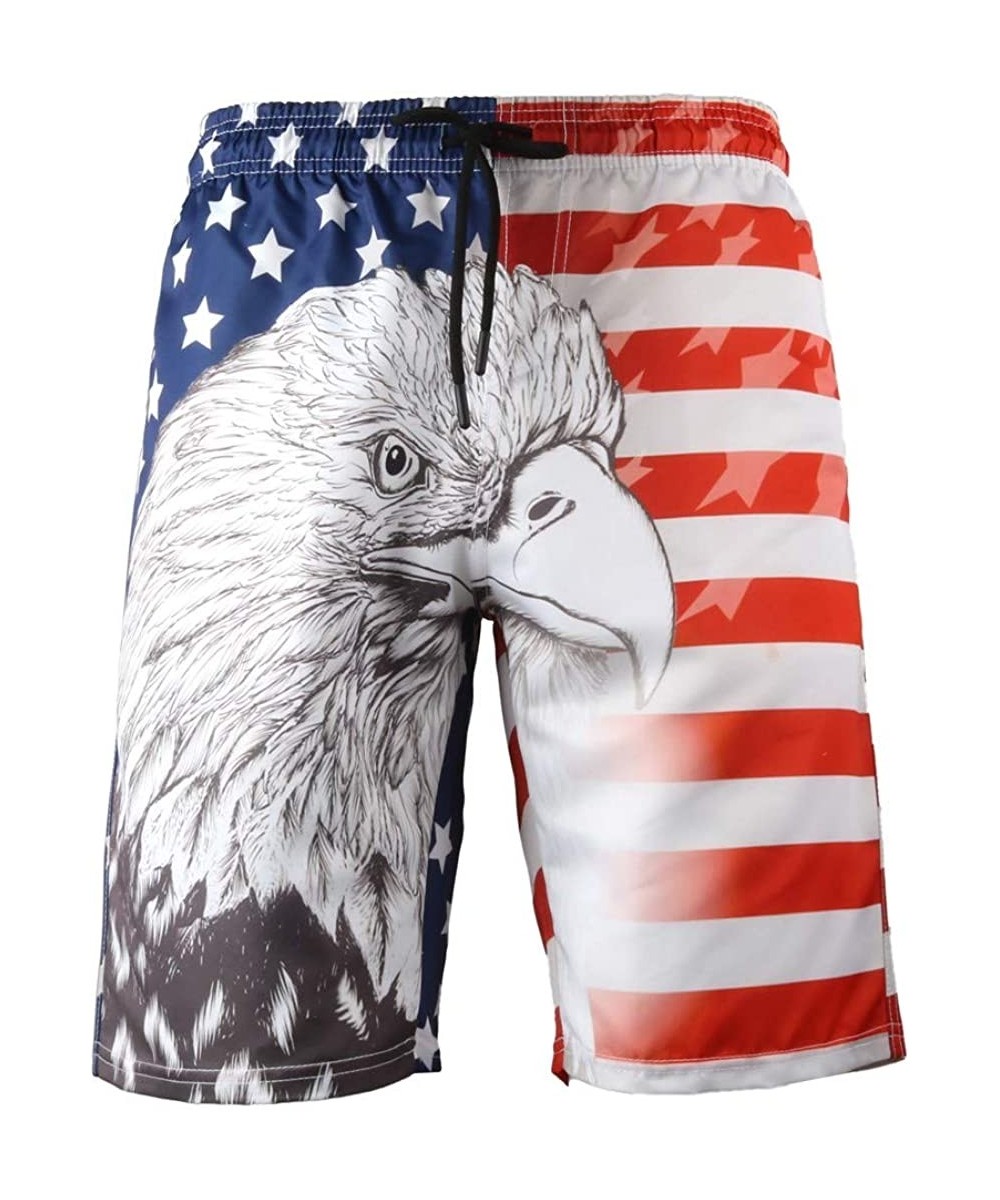 Trunks Short Pants Plus Size Men's 3D Printed Straight Shorts Beach Pants Independence Day - Multicolor - CW18REAMT78