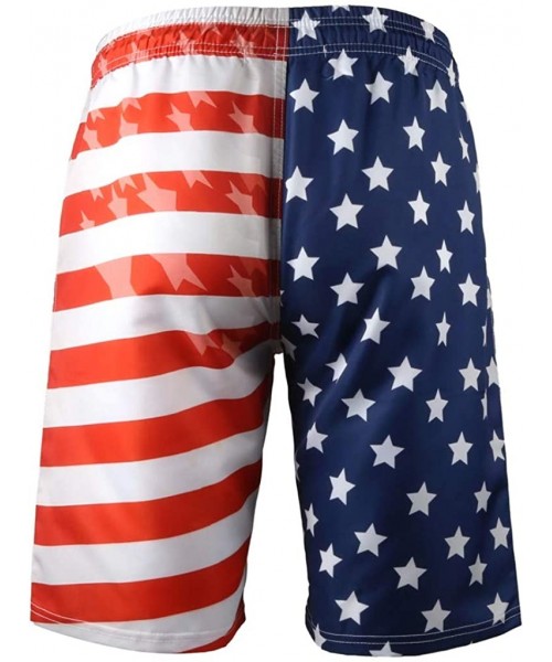 Trunks Short Pants Plus Size Men's 3D Printed Straight Shorts Beach Pants Independence Day - Multicolor - CW18REAMT78