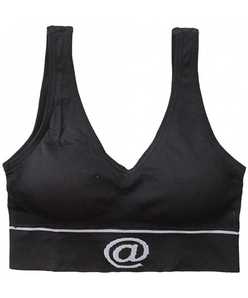 Bras Women's Seamless Lace Bra Top Solid Color Cover Sports Bra - A - Black - CH1972UL9LR