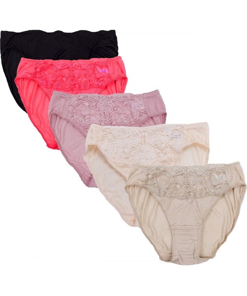 Panties Women 5Pairs Pure Natural Silk Panties Very Soft Thin Briefs Breathable Smooth Healthy Bikini Underwear - Style3 - CH...