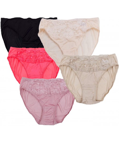 Panties Women 5Pairs Pure Natural Silk Panties Very Soft Thin Briefs Breathable Smooth Healthy Bikini Underwear - Style3 - CH...