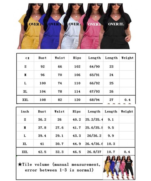 Sets Women Casual 2 Piece Outfits Jumpsuits Summer Short Sleeve Letter Print Tops and Jogger Pants Set - A Black - CF190YZ57S4