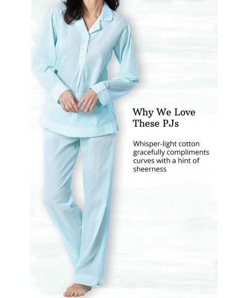 Sets Cotton Pajamas Women - Pajama Set for Women - Aqua Stripe - CU18O23W84W