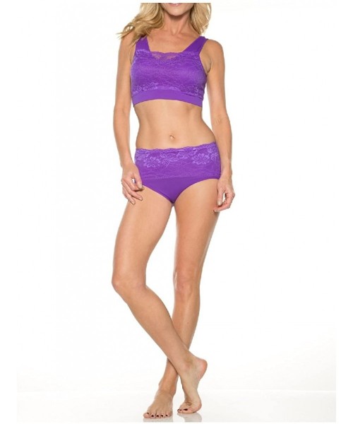Bras Women's Seamless Bra with Lace Overlay - 9346 - Purple - CC12ENM1YIT